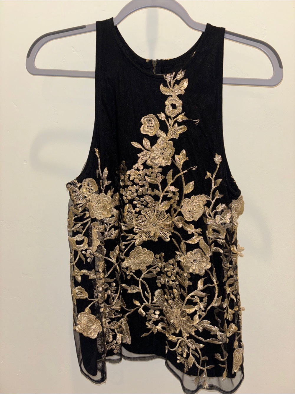 Sunday in Brooklyn Black Top with Gold Zipper Detail